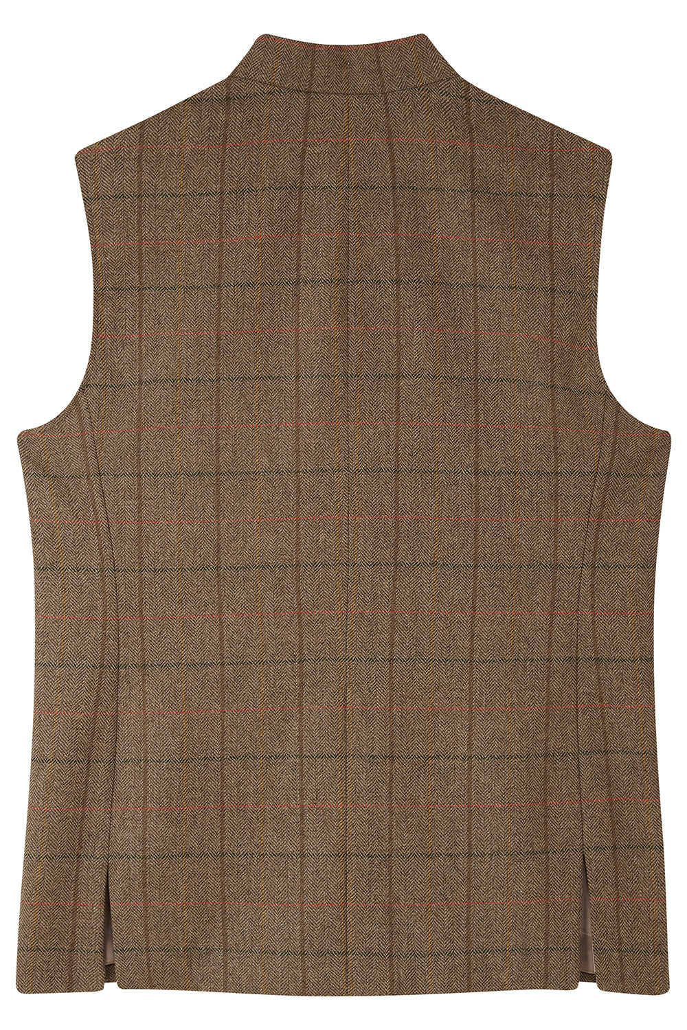 ISAAC Fine Tweed Nehru Gilet - Chestnut Herringbone