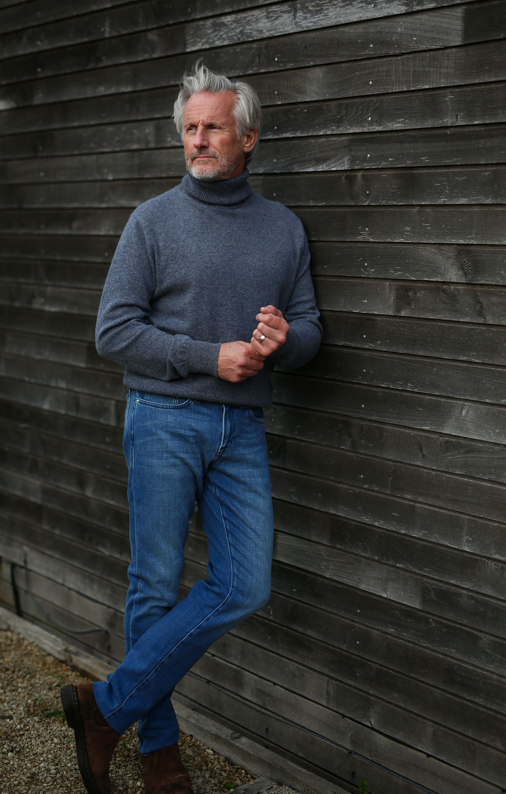 Cashmere Polo Neck - Silver Grey
