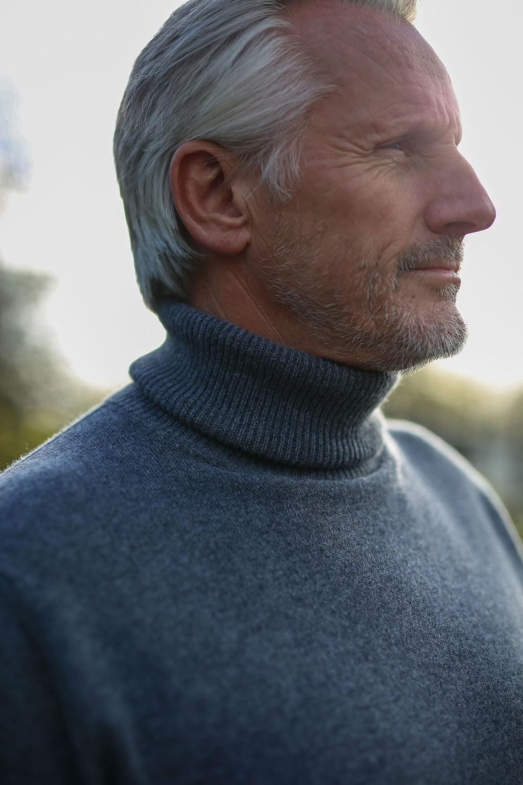 Cashmere Polo Neck - Silver Grey
