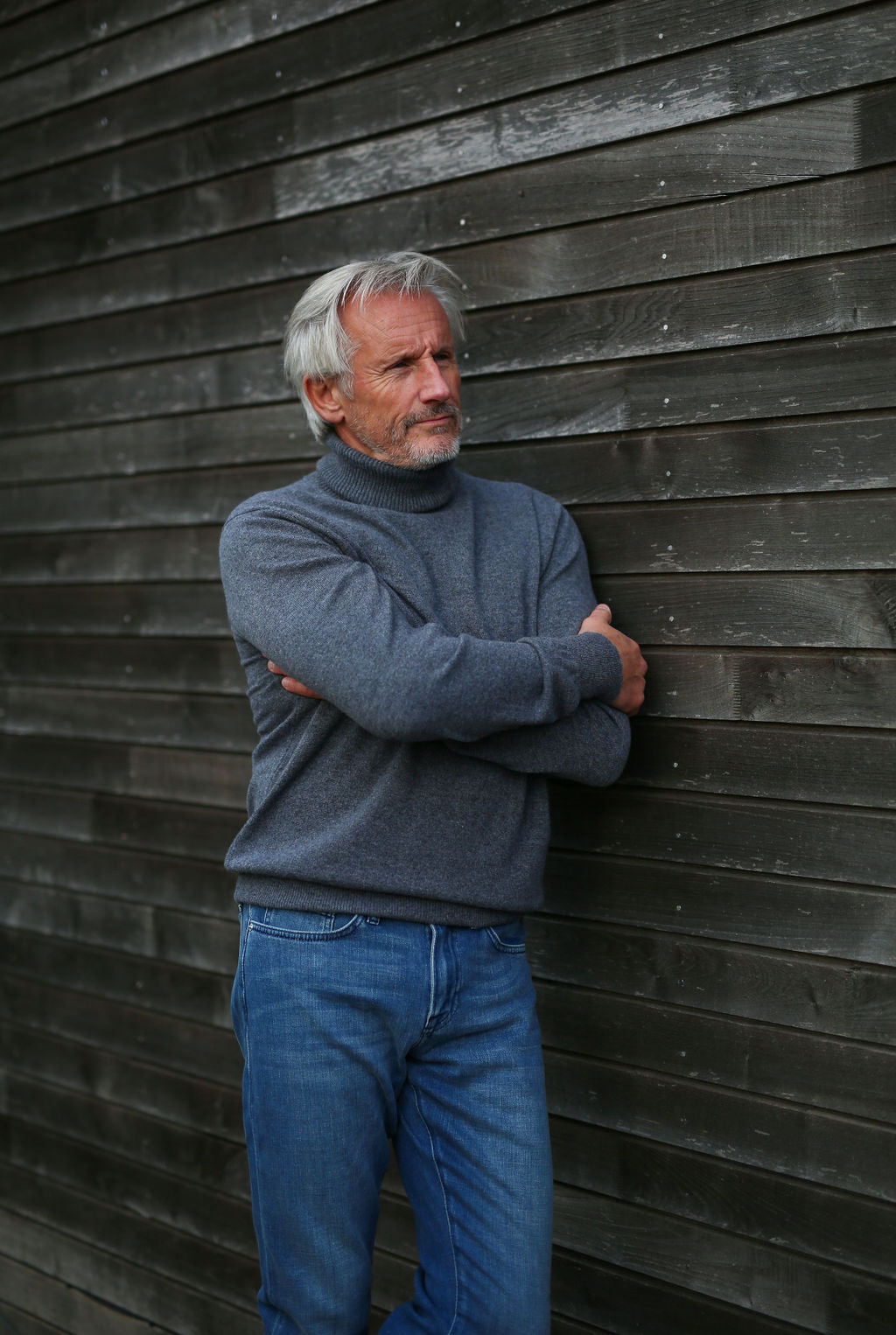 Cashmere Polo Neck - Silver Grey