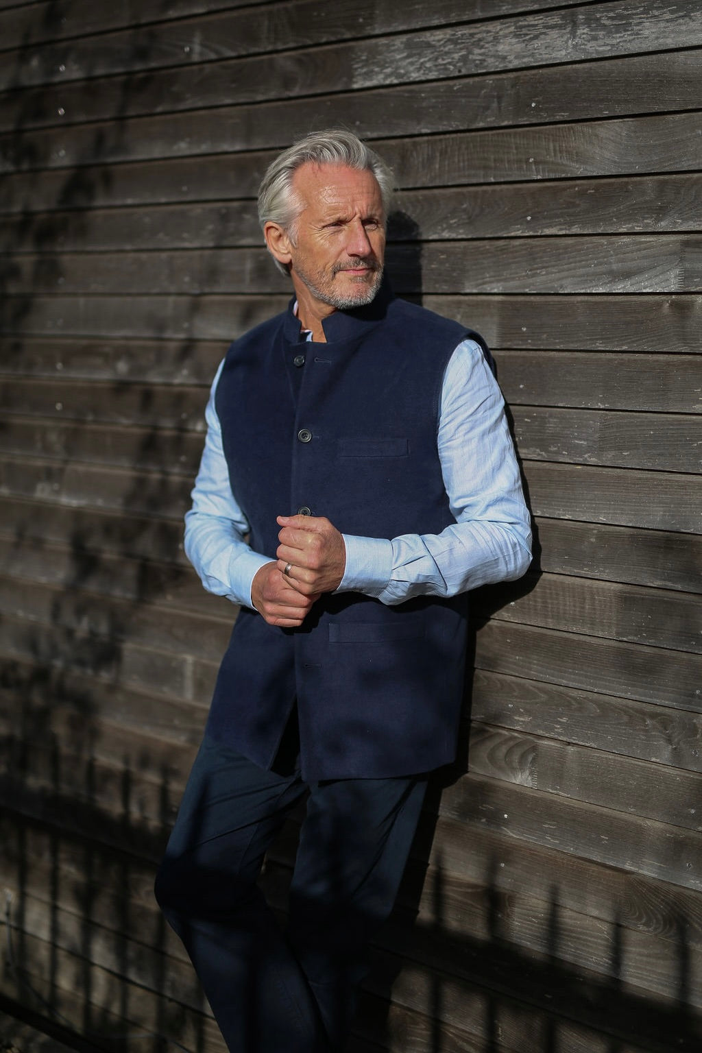 Beau MOLESKIN Nehru Gilet - Navy