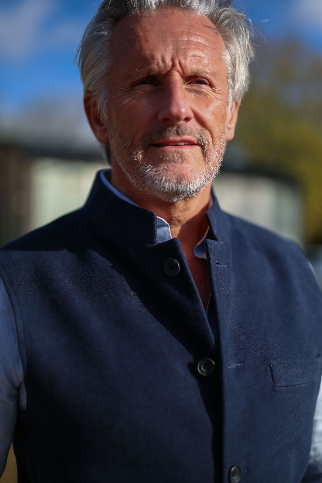 Beau MOLESKIN Nehru Gilet - Navy