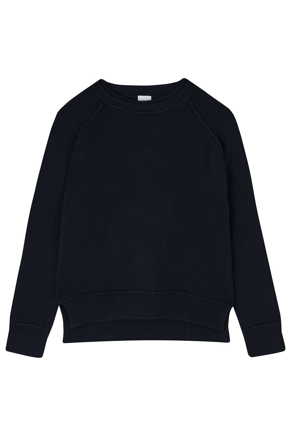 DOUBLE COLLAR Crew Neck Cashmere Jumper - Navy Blue