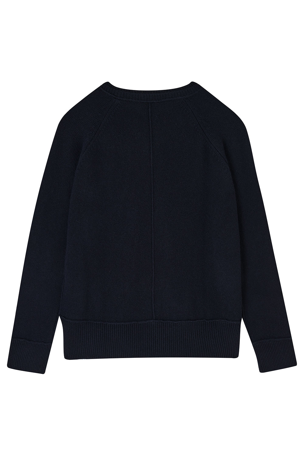 DOUBLE COLLAR Crew Neck Cashmere Jumper - Navy Blue