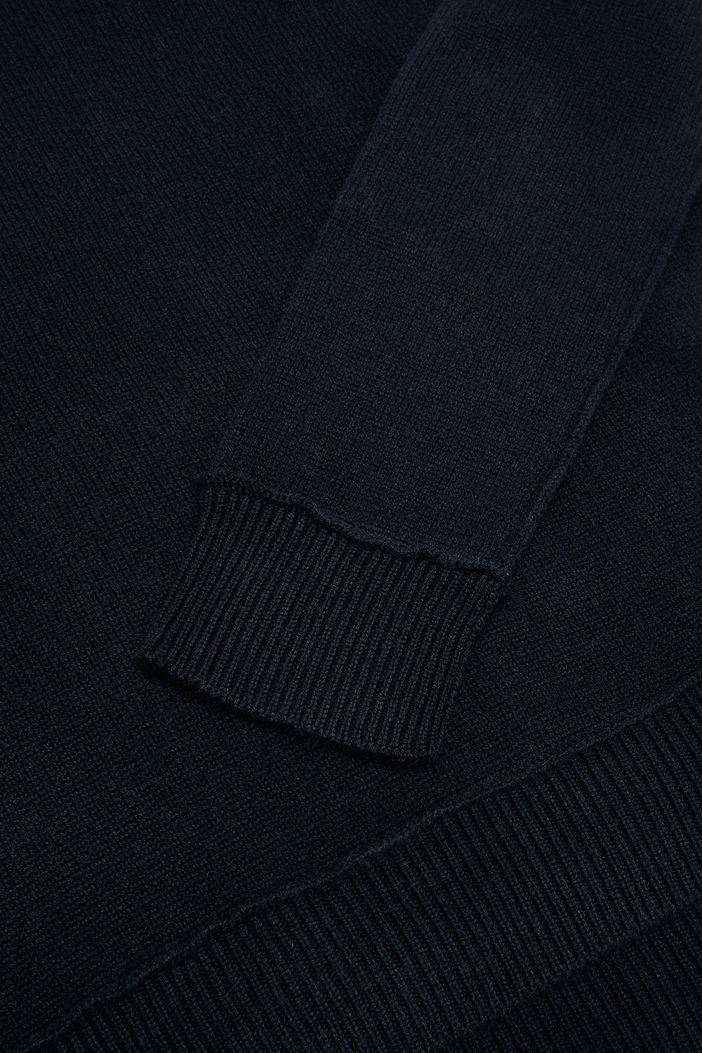 DOUBLE COLLAR Crew Neck Cashmere Jumper - Navy Blue