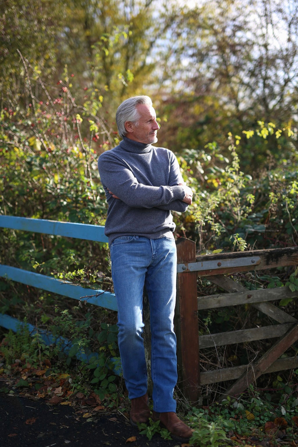 Cashmere Polo Neck - Silver Grey