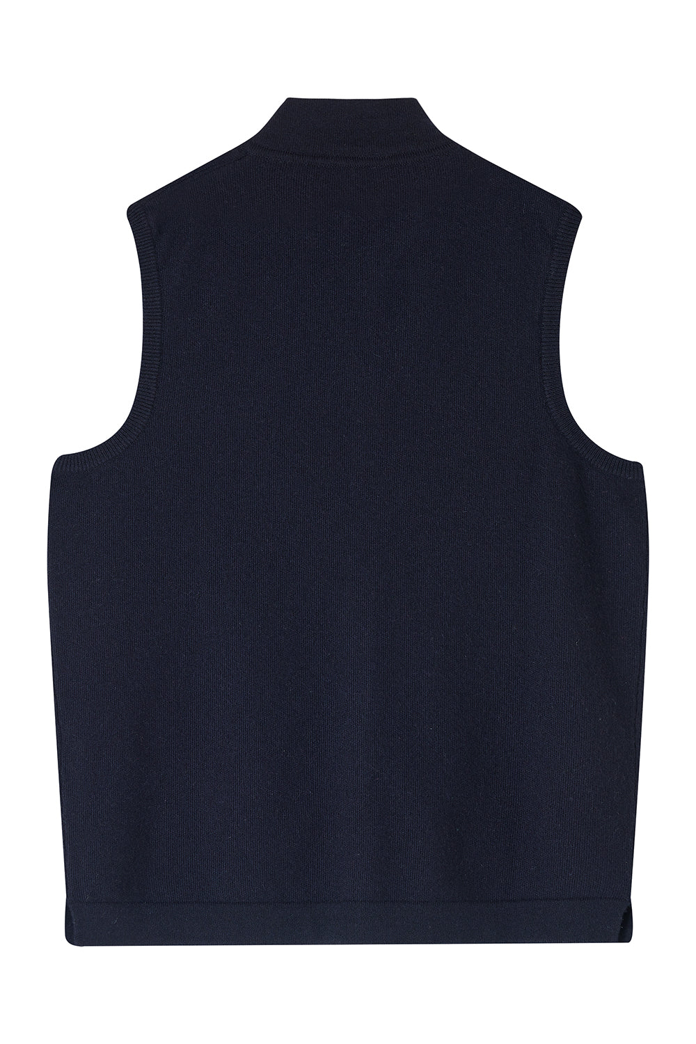 Knitted Nehru Cashmere Gilet - Navy Blue