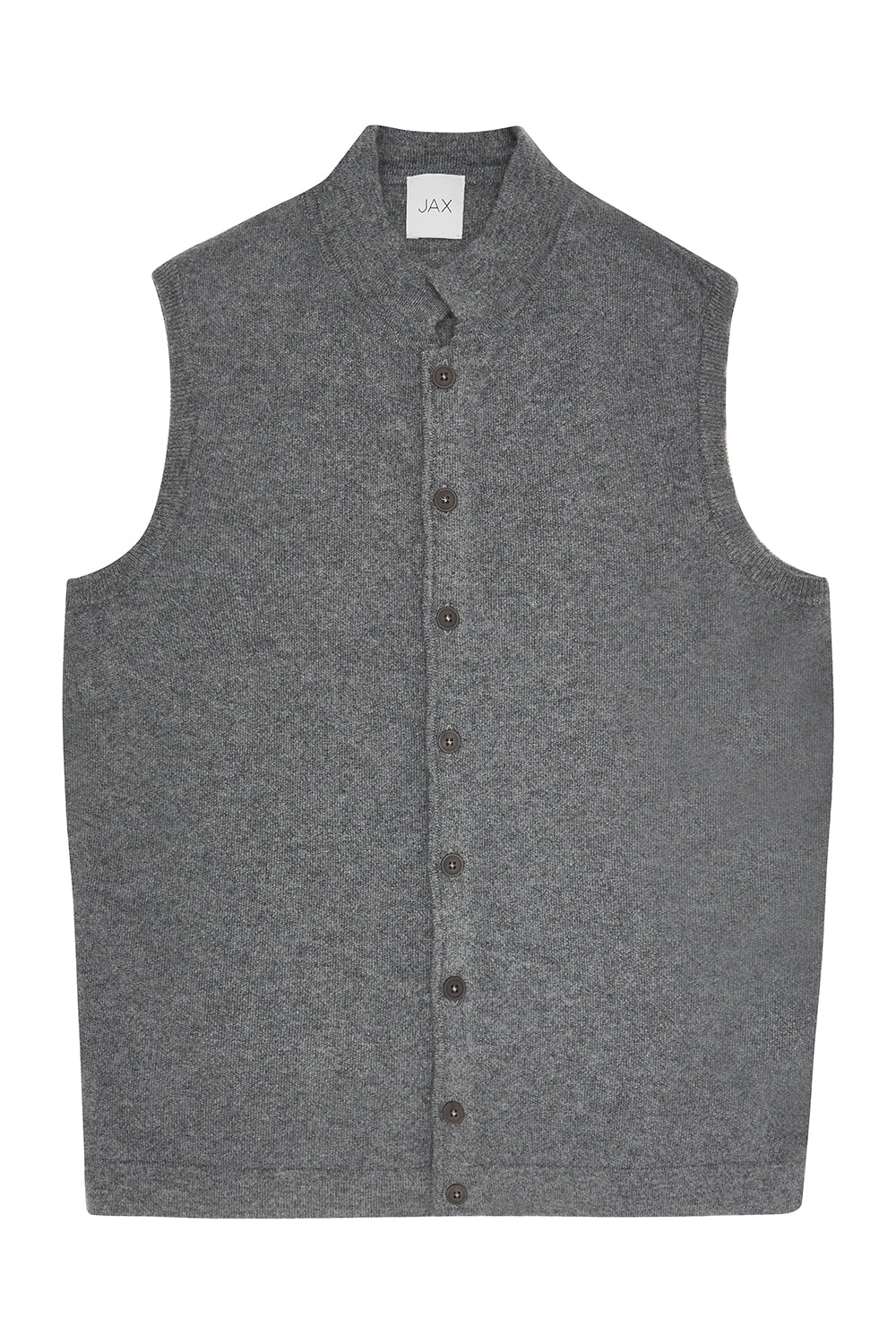 Knitted Nehru Cashmere Gilet - Silver Grey