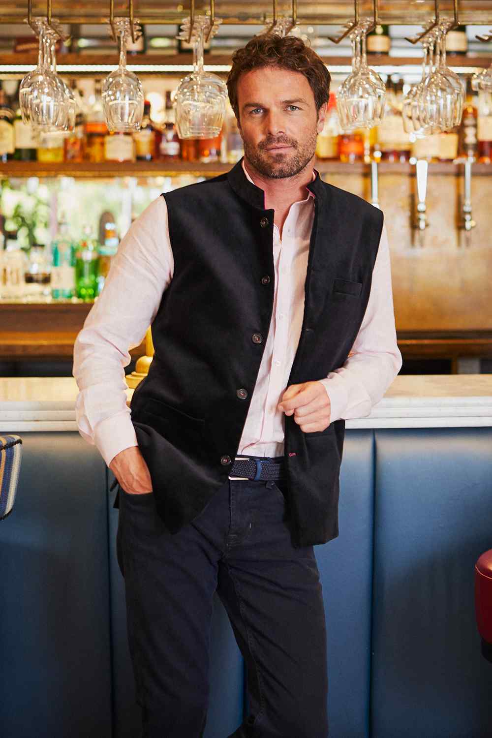 EBONY Velvet Nehru Gilet - Black