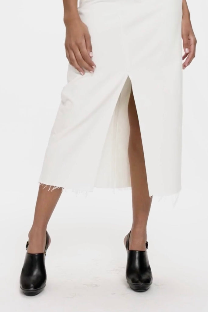 MIDAXI Demin Skirt with Angled Seam - Ecru