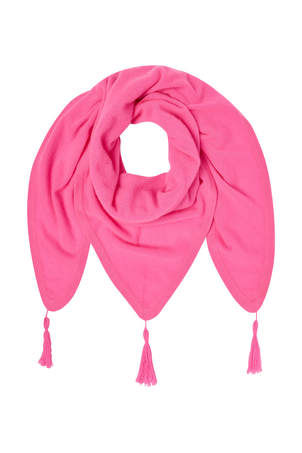 Narrow triangle online scarf with tassels, pink, raspberry, unique scarf with intarsia