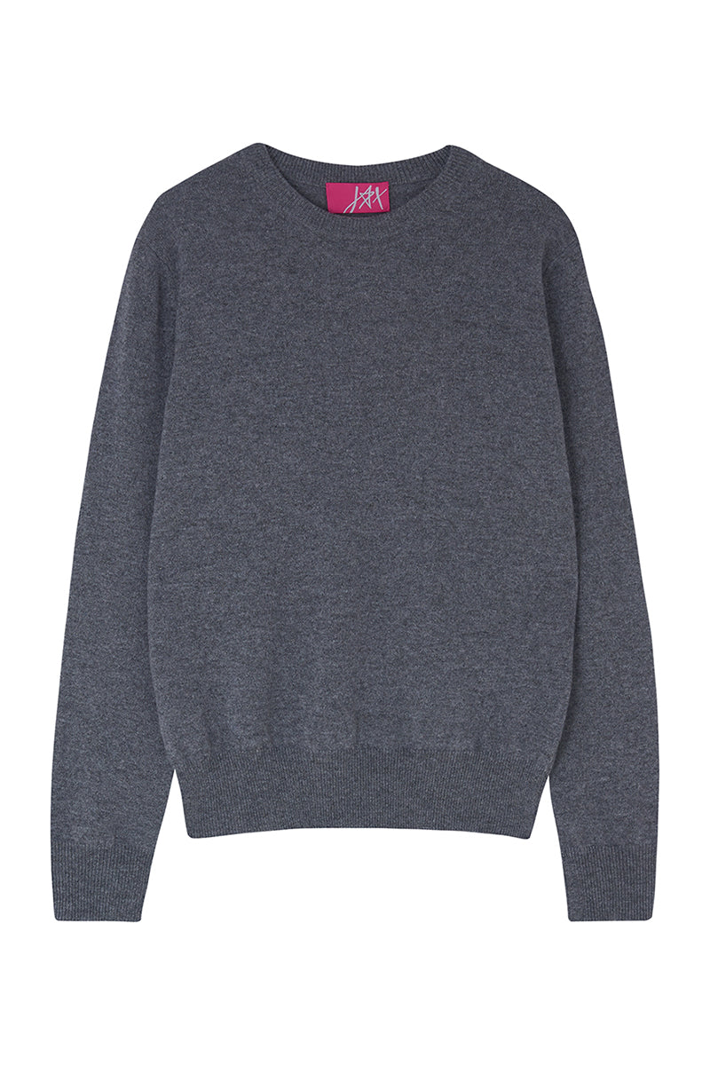 Cashmere Crew Neck Jumper - Silver Grey