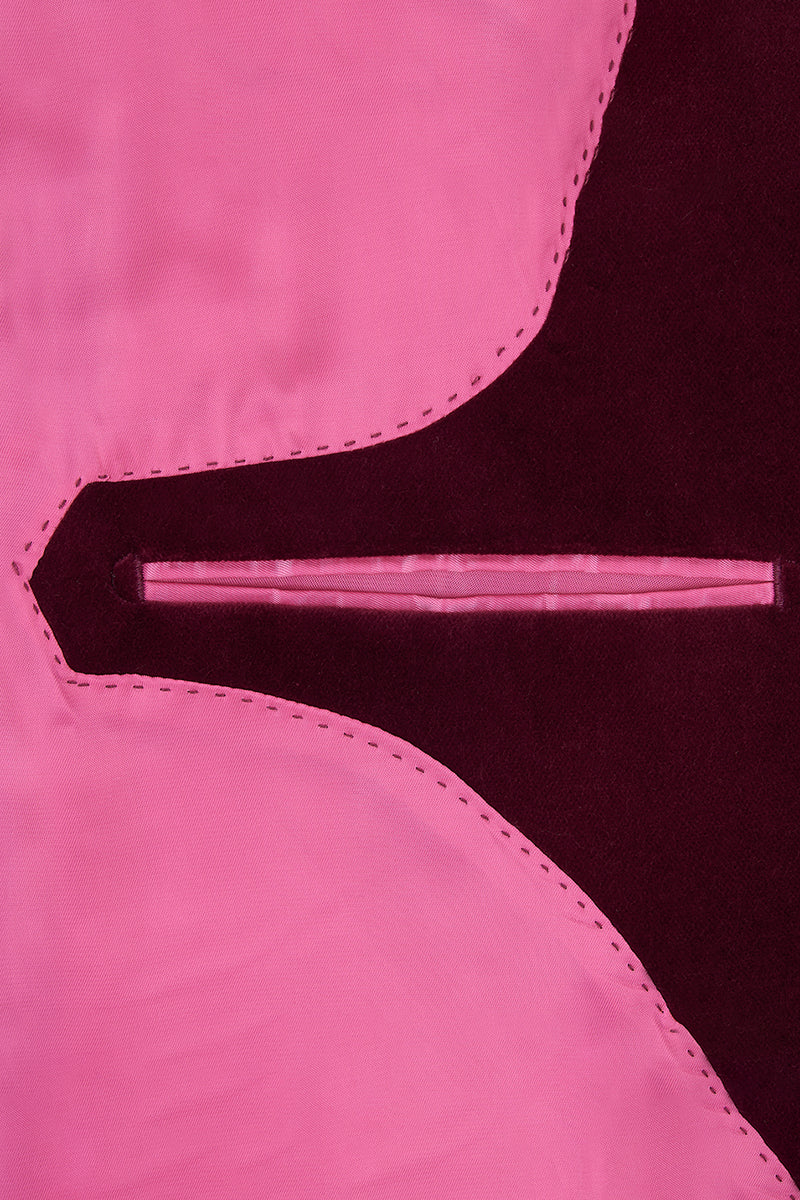 BACCHUS Velvet Nehru Gilet - Burgundy