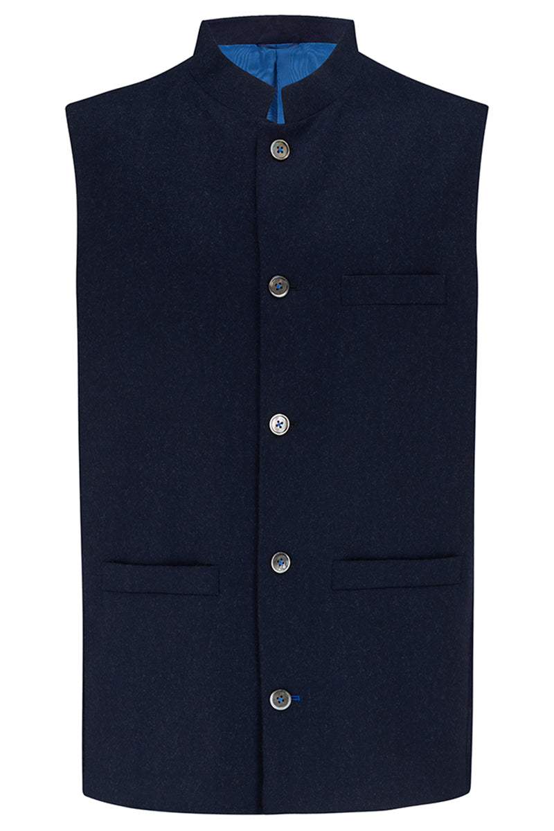 RALPH Cashmere Nehru Gilet - Navy