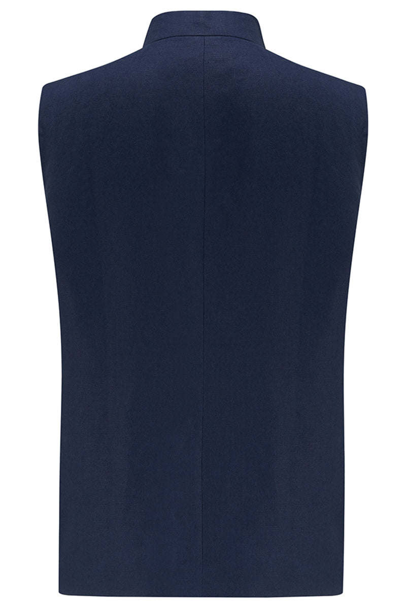 LINEN Nehru Gilet - Summer Blue