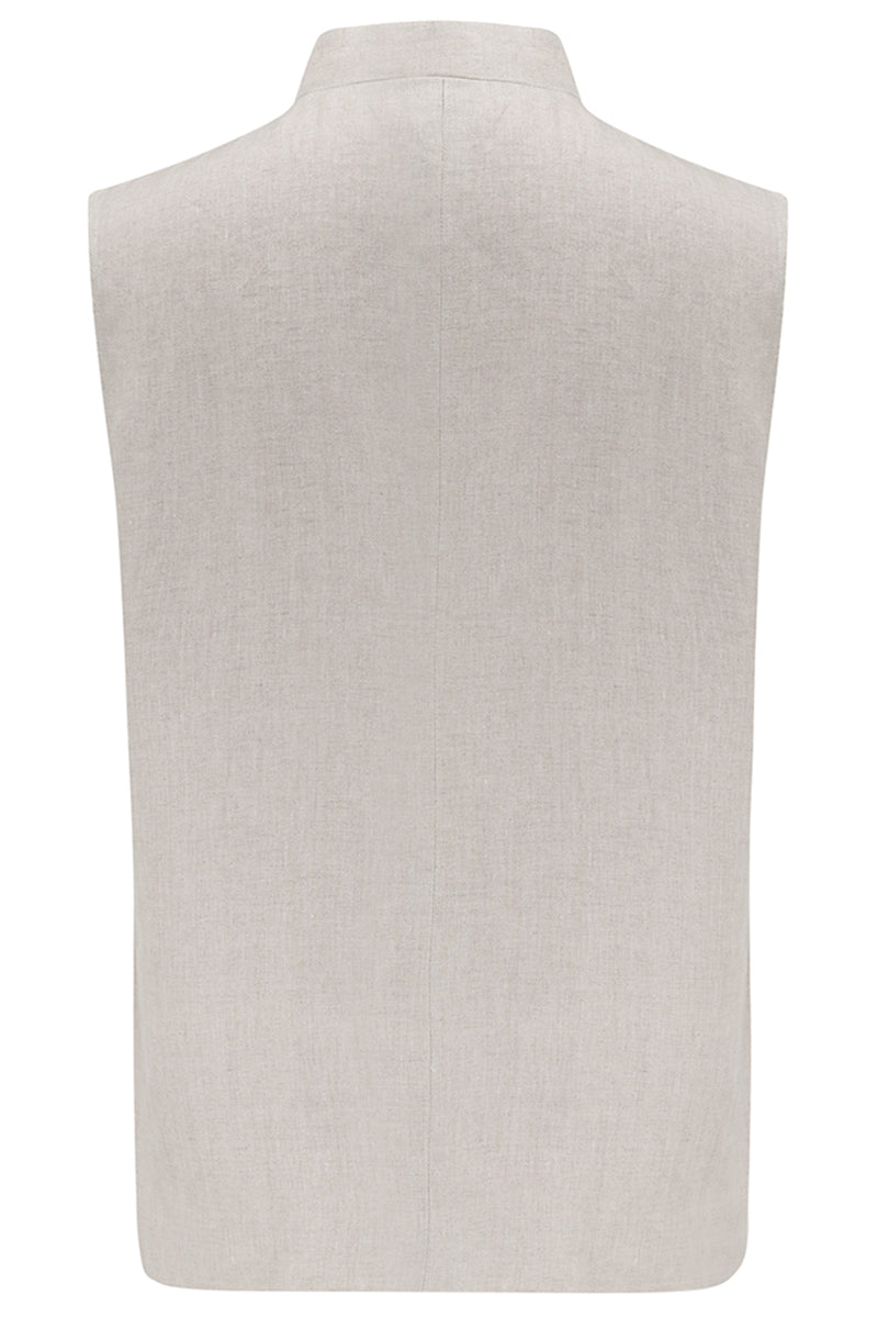 LINEN Nehru Gilet - Cream