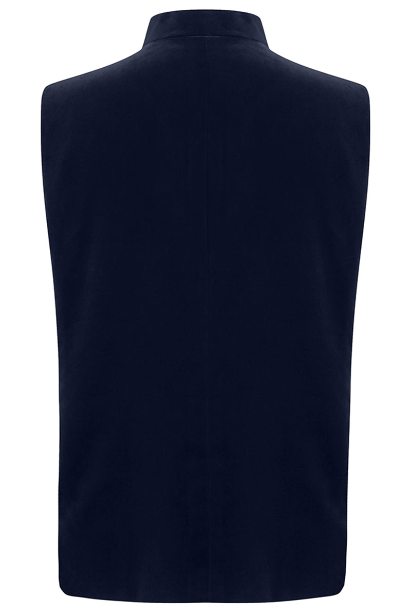 MAX Velvet Nehru Gilet - Navy