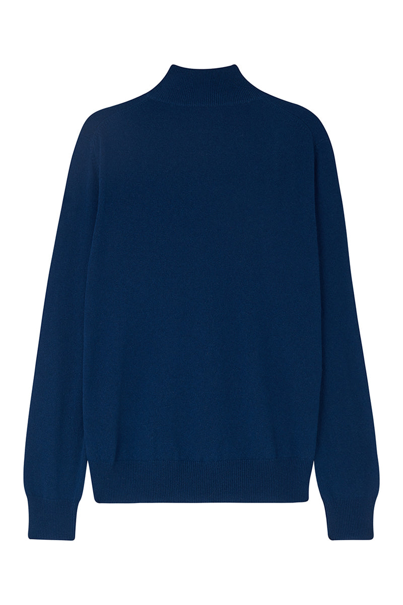 Cashmere Half-Zip Jumper - British Blue
