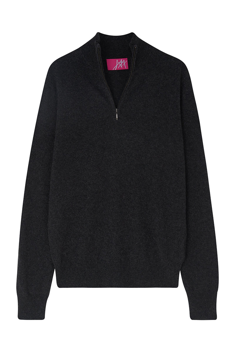 Cashmere Half-Zip Jumper - Charcoal Grey