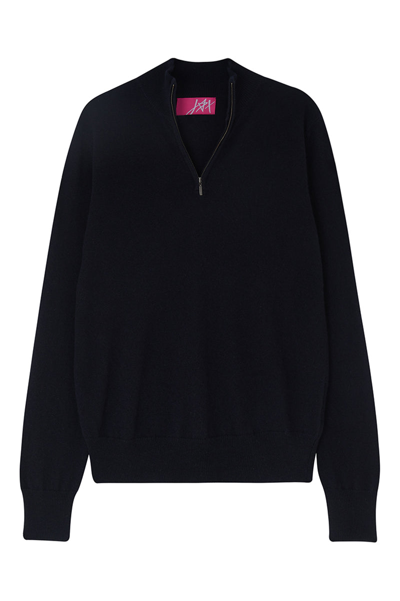 Cashmere Half-Zip Jumper - Navy Blue