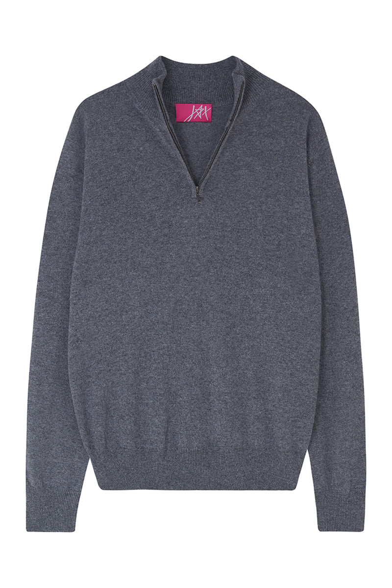 Cashmere Half-Zip Jumper - Silver Grey
