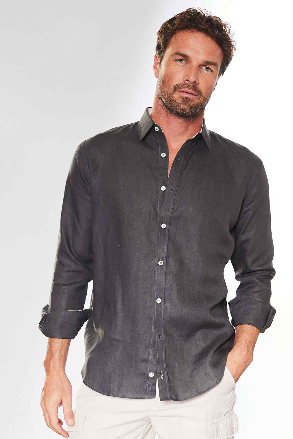 CLASSIC LINEN Shirt - Shark Grey