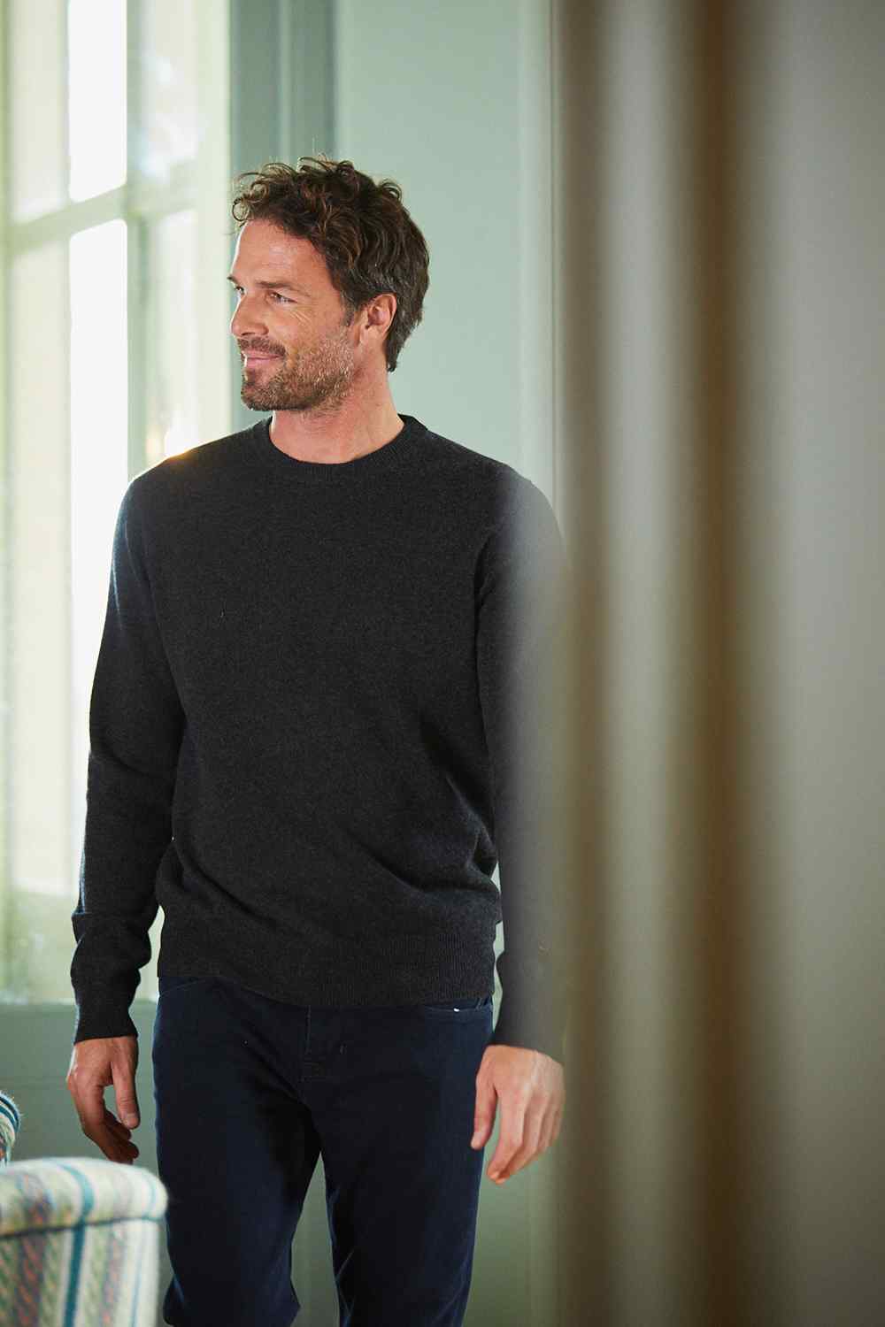 Cashmere Crew Neck Jumper - Charcoal Grey