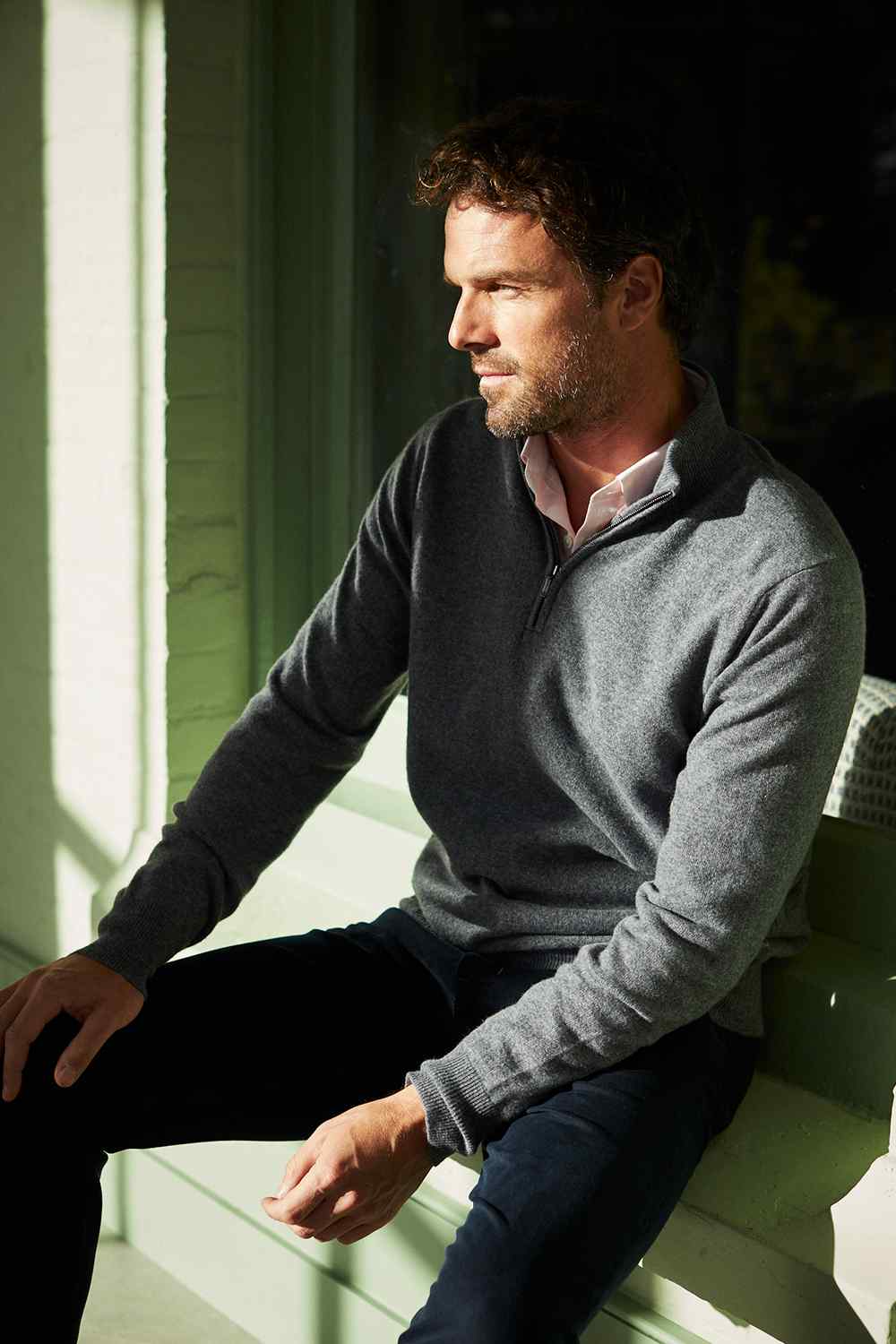 Cashmere Half-Zip Jumper - Silver Grey
