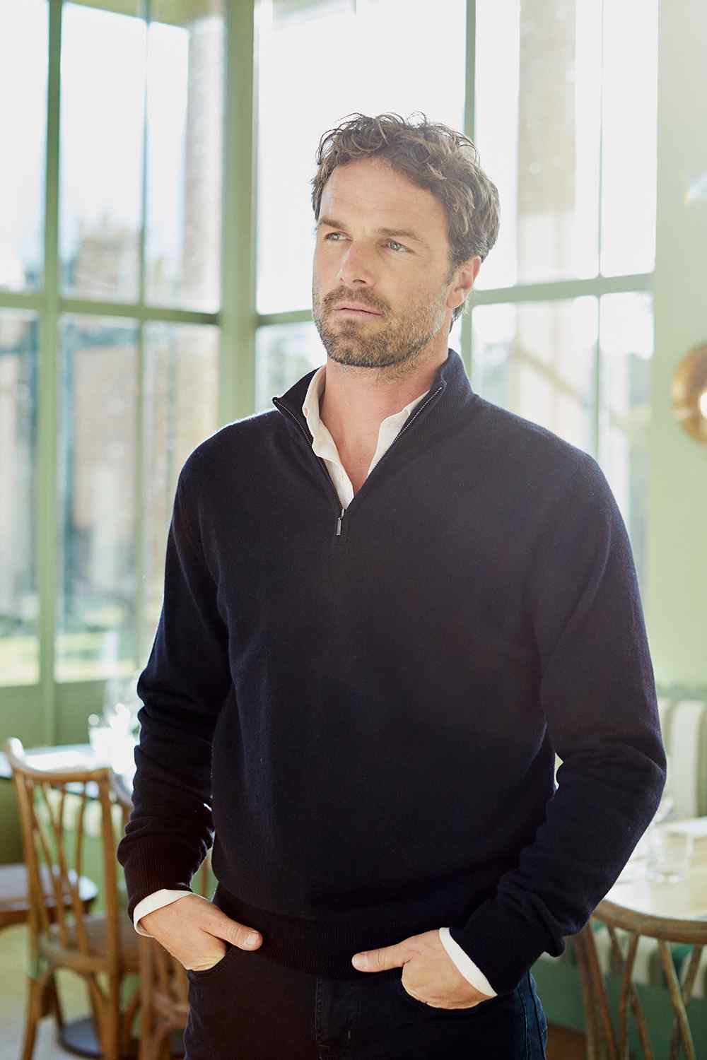 Cashmere Half-Zip Jumper - Navy Blue