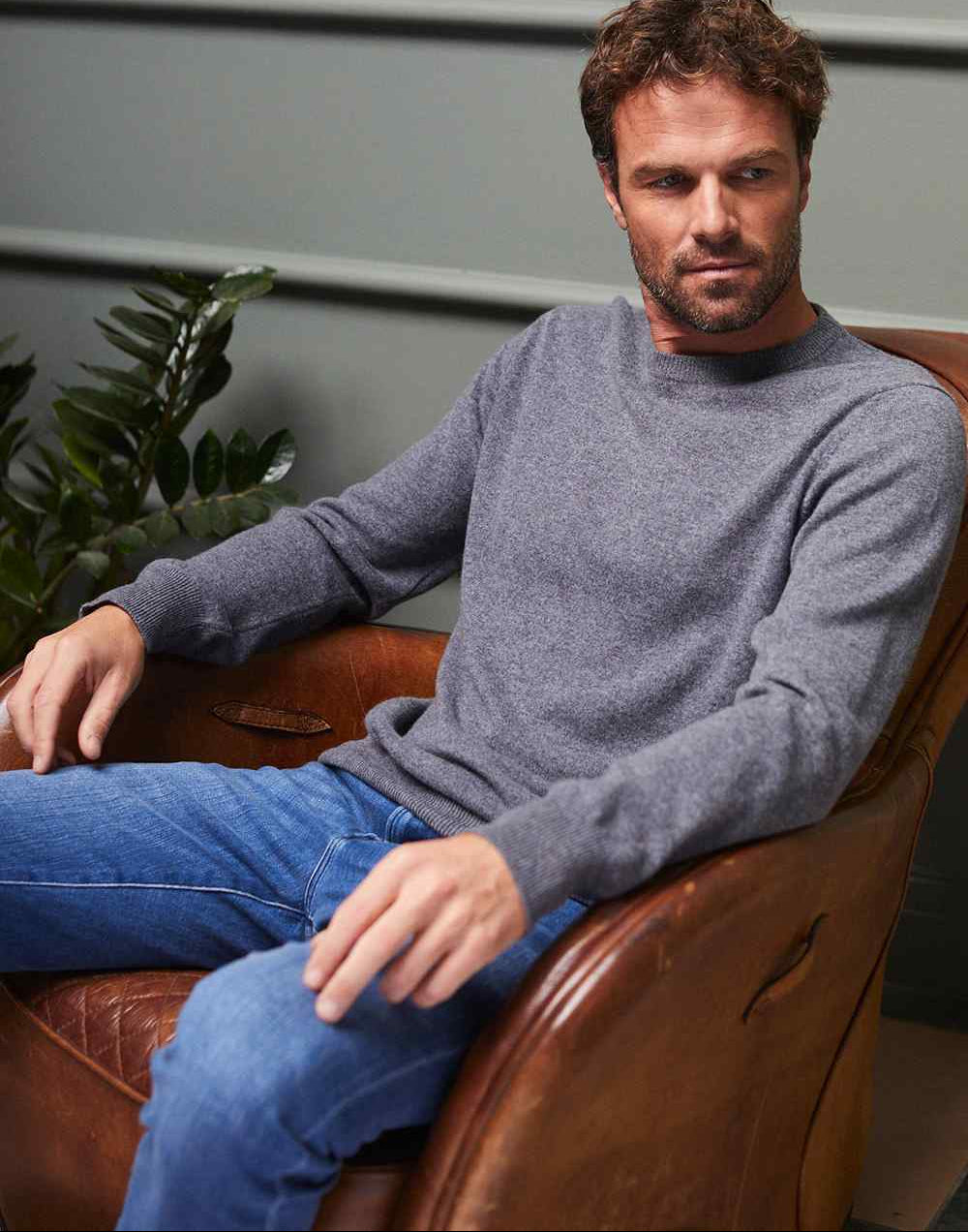 Cashmere Crew Neck Jumper - Silver Grey