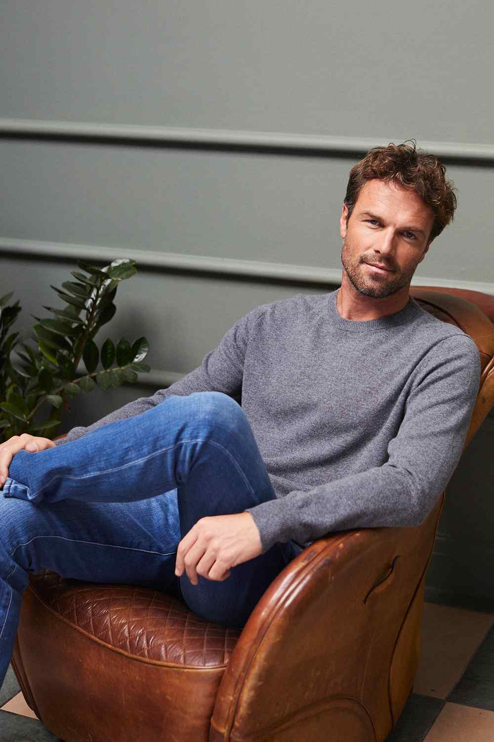 Cashmere Crew Neck Jumper - Silver Grey