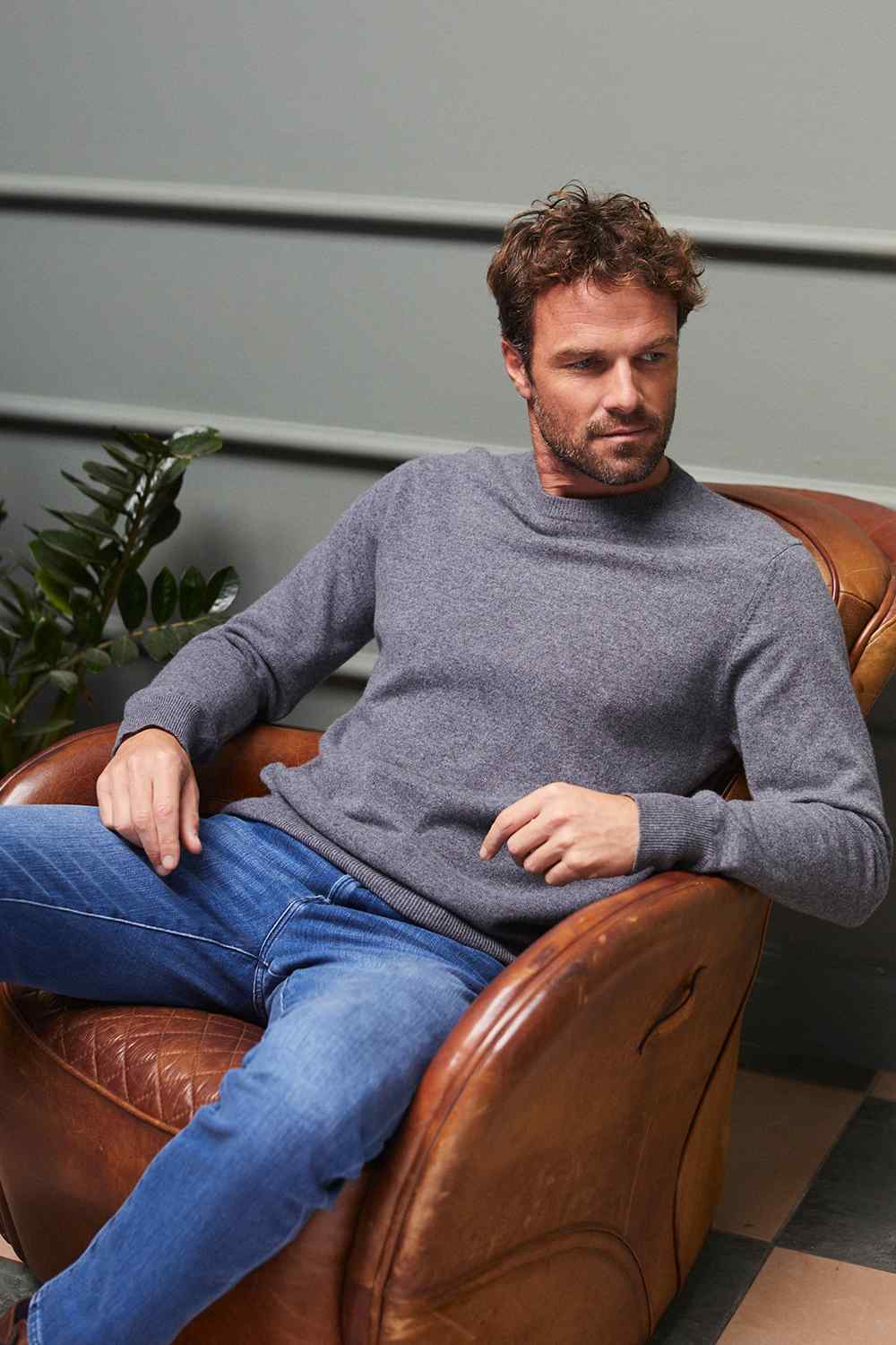 Cashmere Crew Neck Jumper - Silver Grey