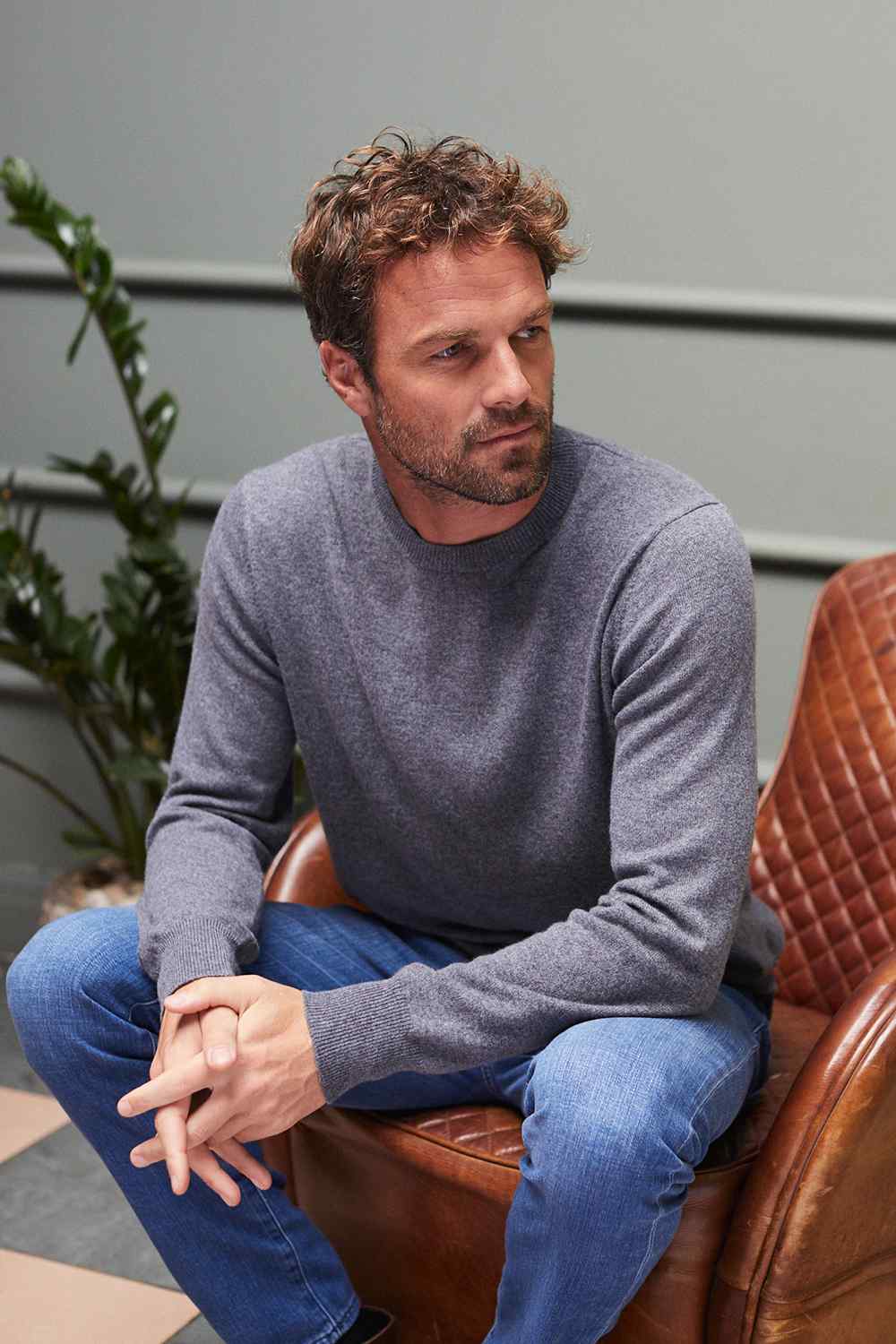 Cashmere Crew Neck Jumper - Silver Grey