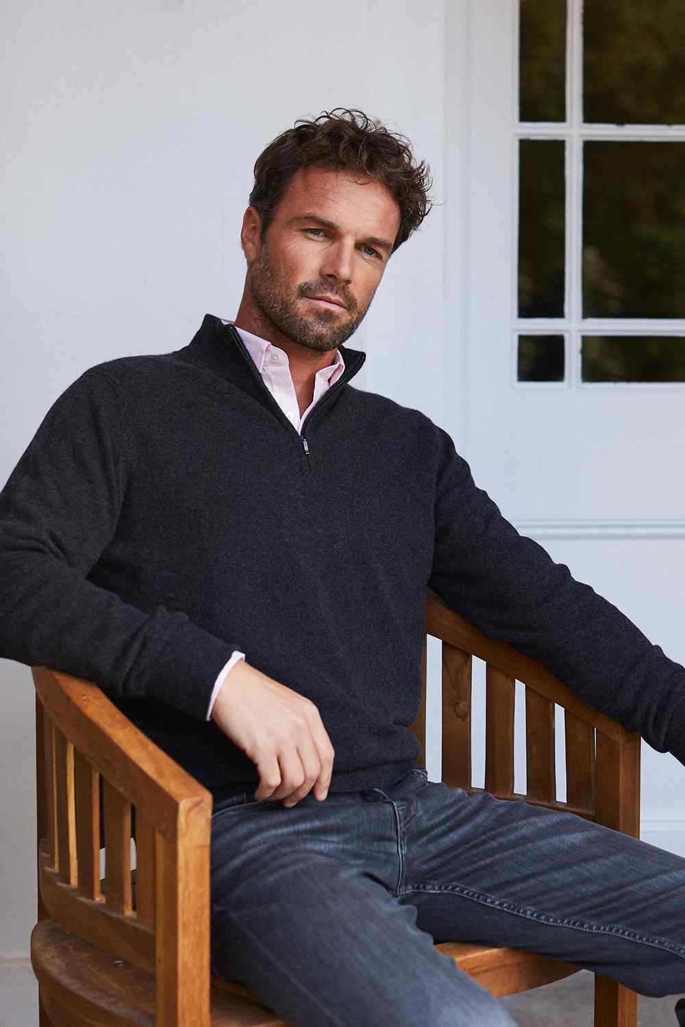 Cashmere Half-Zip Jumper - Charcoal Grey