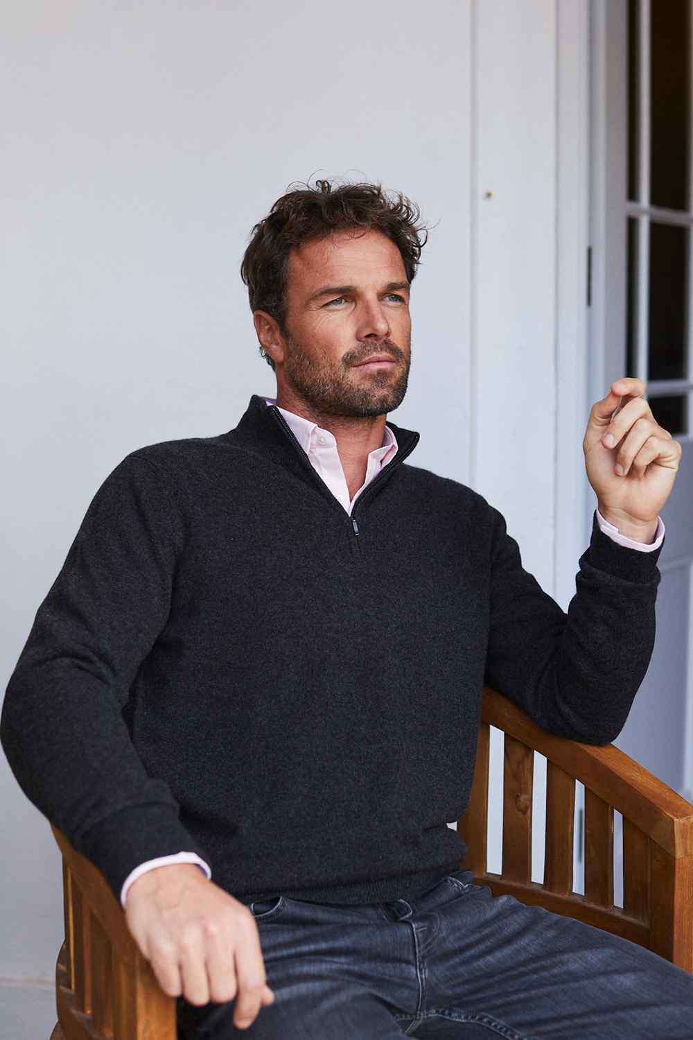 Cashmere Half-Zip Jumper - Charcoal Grey