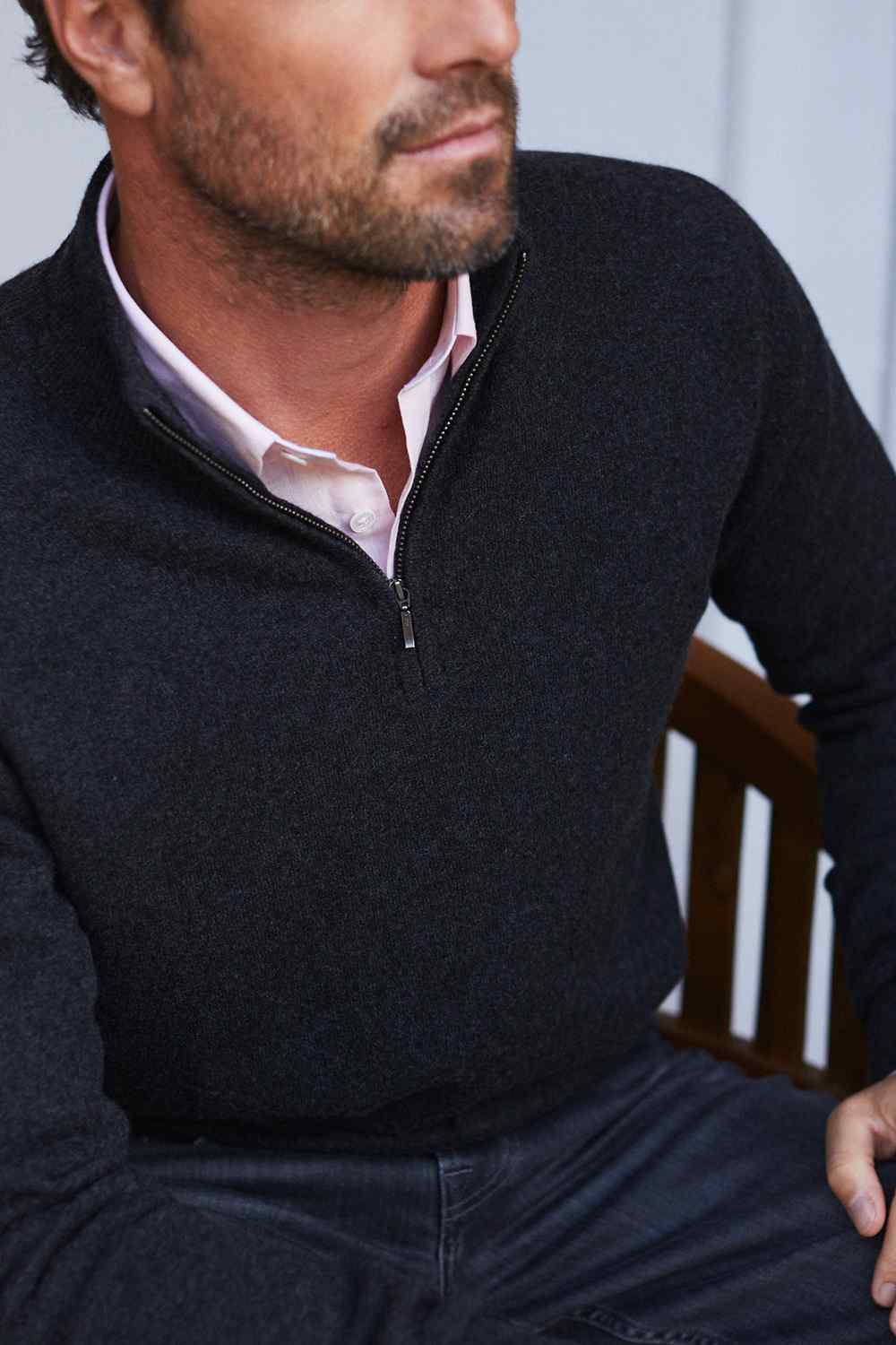 Cashmere Half-Zip Jumper - Charcoal Grey