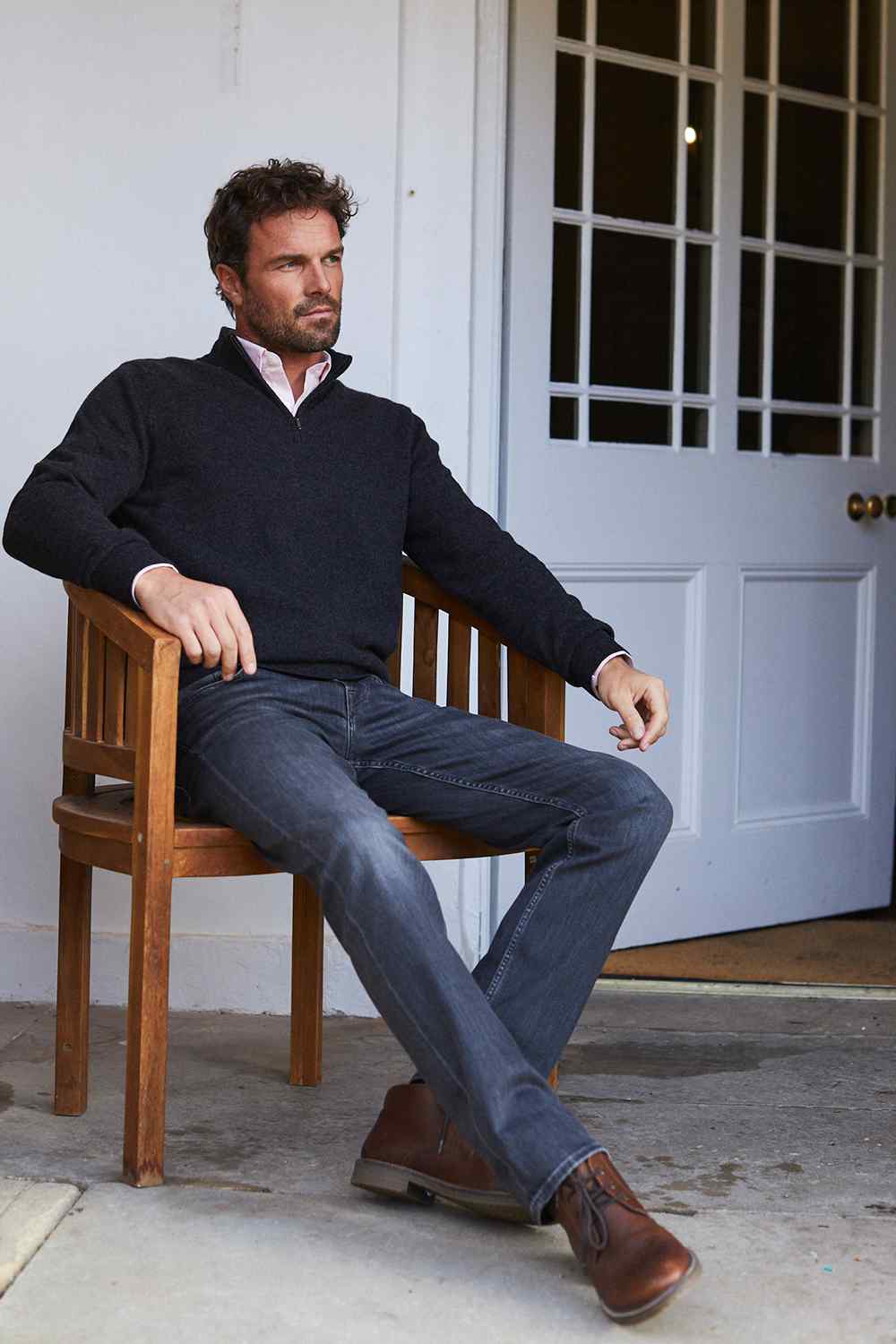 Cashmere Half-Zip Jumper - Charcoal Grey