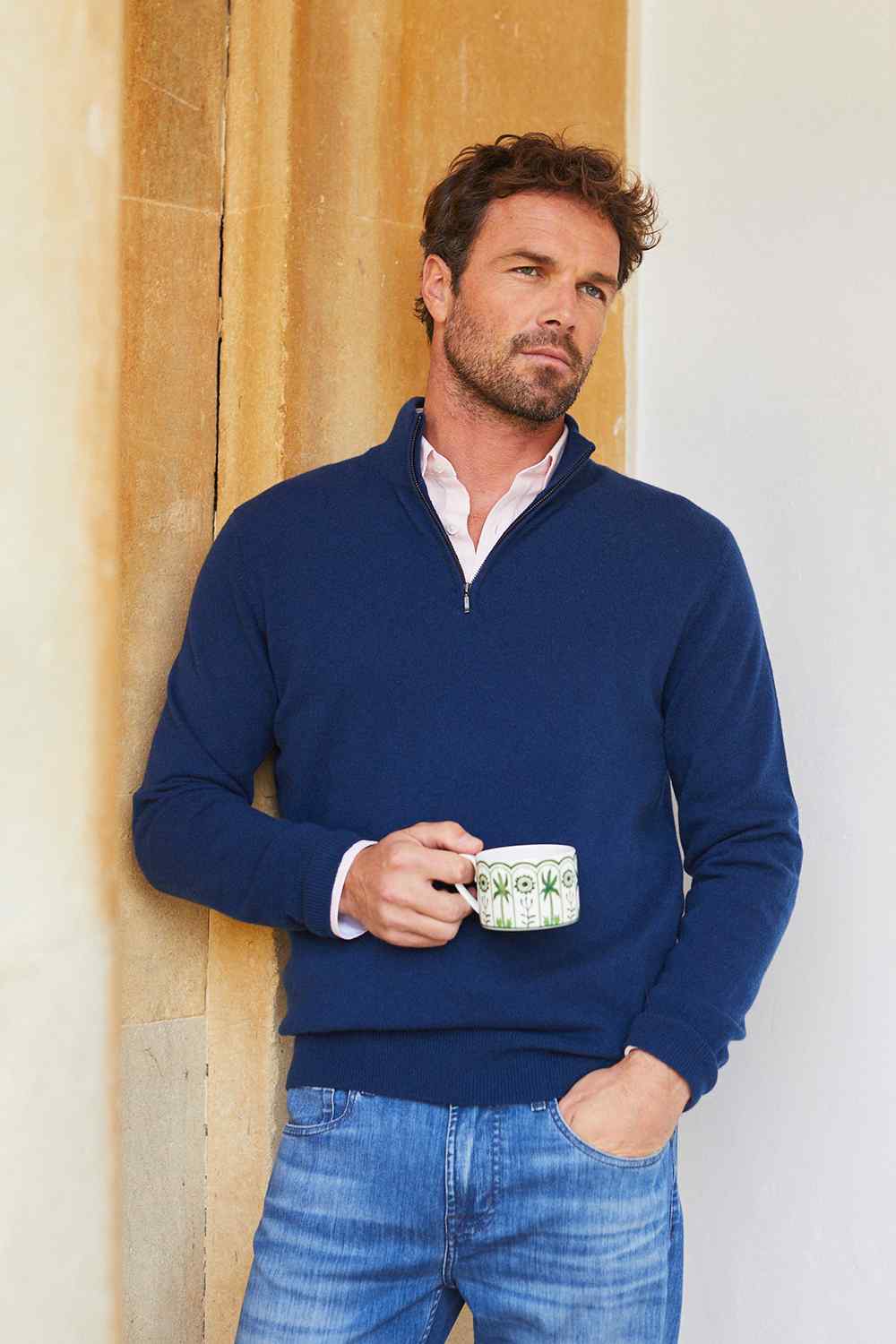 Cashmere Half-Zip Jumper - British Blue