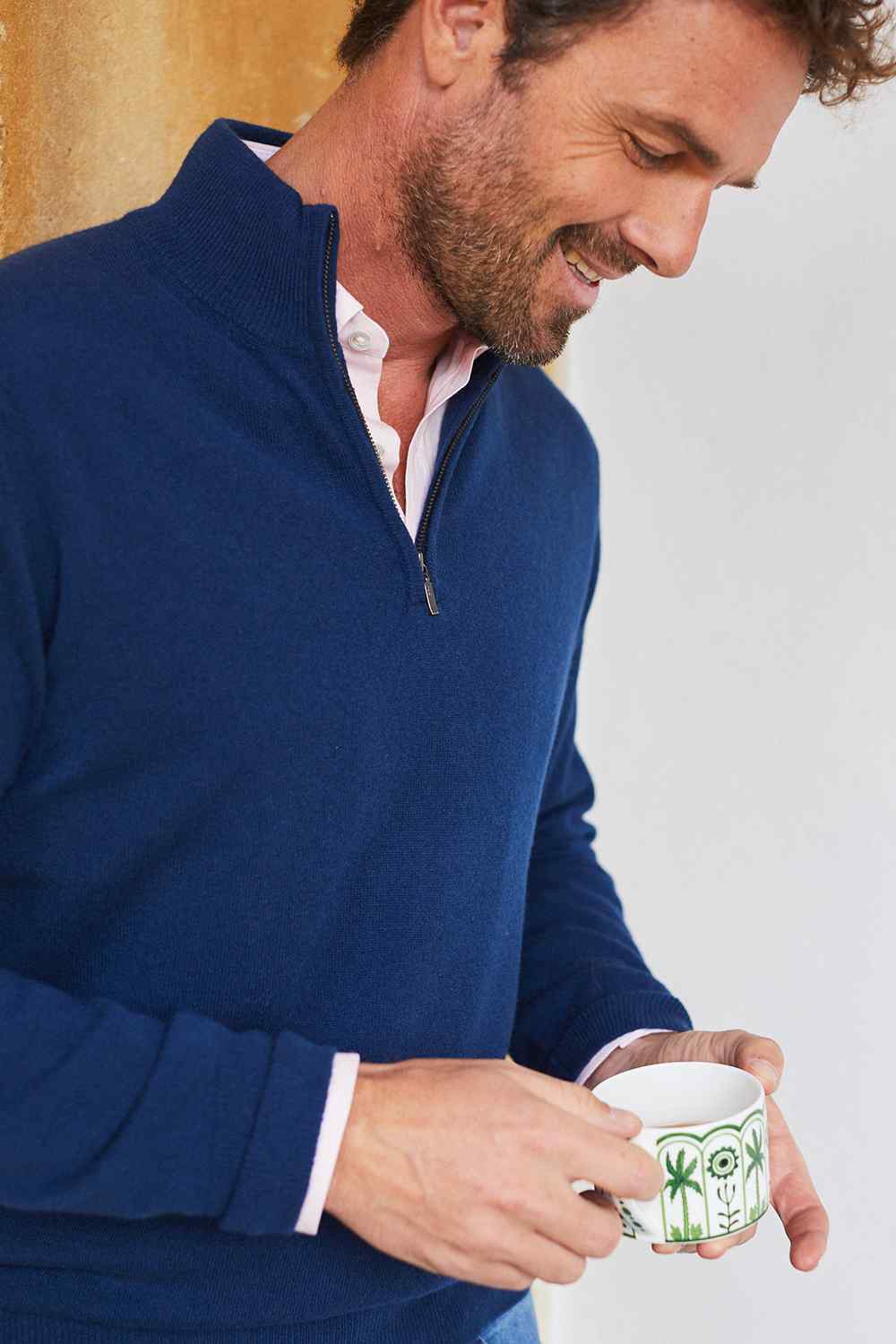 Cashmere Half-Zip Jumper - British Blue