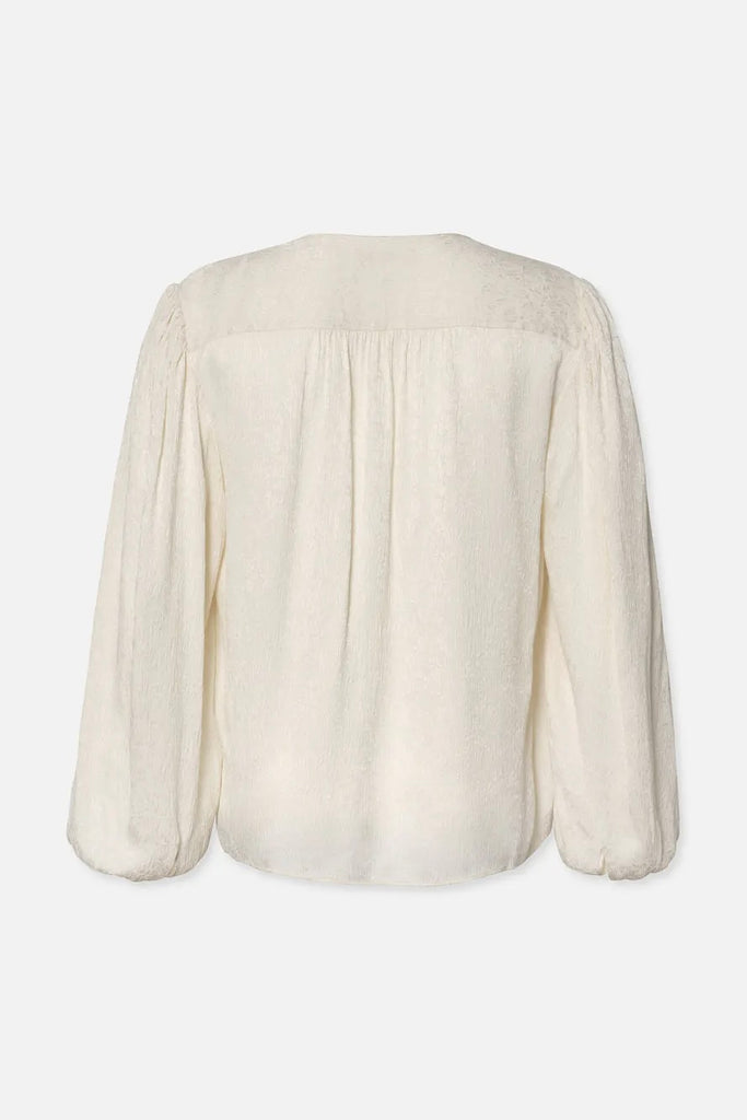 CINCHED SLEEVE Silk Blouse - Cream