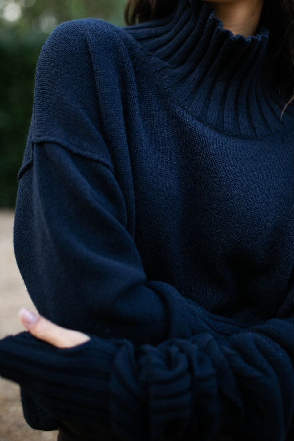 LONG CASHMERE Gloves - Navy Blue