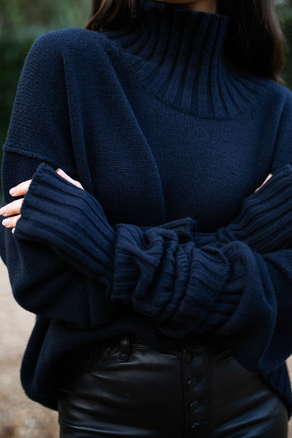 LONG CASHMERE Gloves - Navy Blue