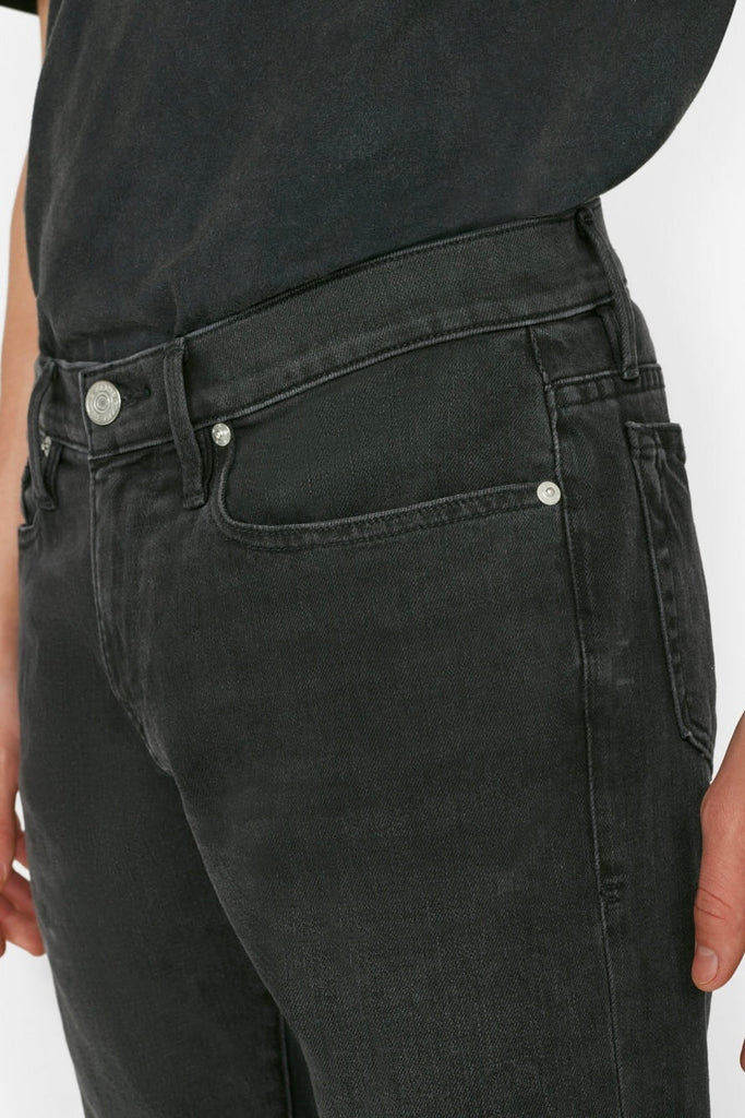 L'HOMME Men's Slim Straight Jean - Dark Grey