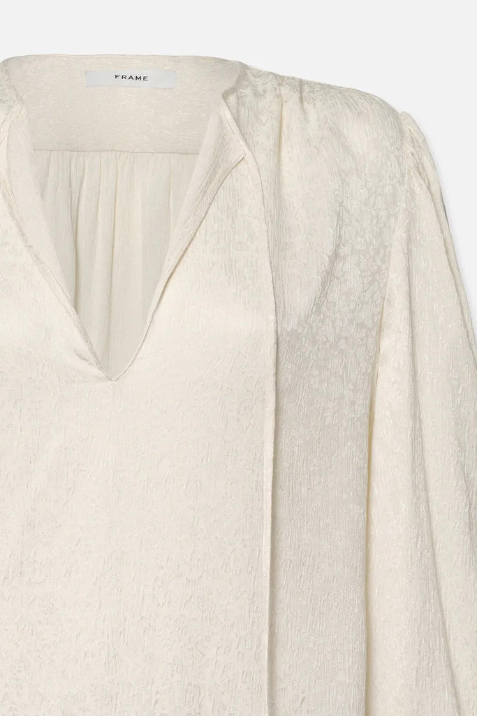 CINCHED SLEEVE Silk Blouse - Cream