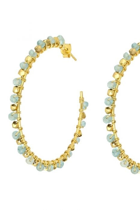 RIVA Gemstone Hoop Earrings - Aquamarine