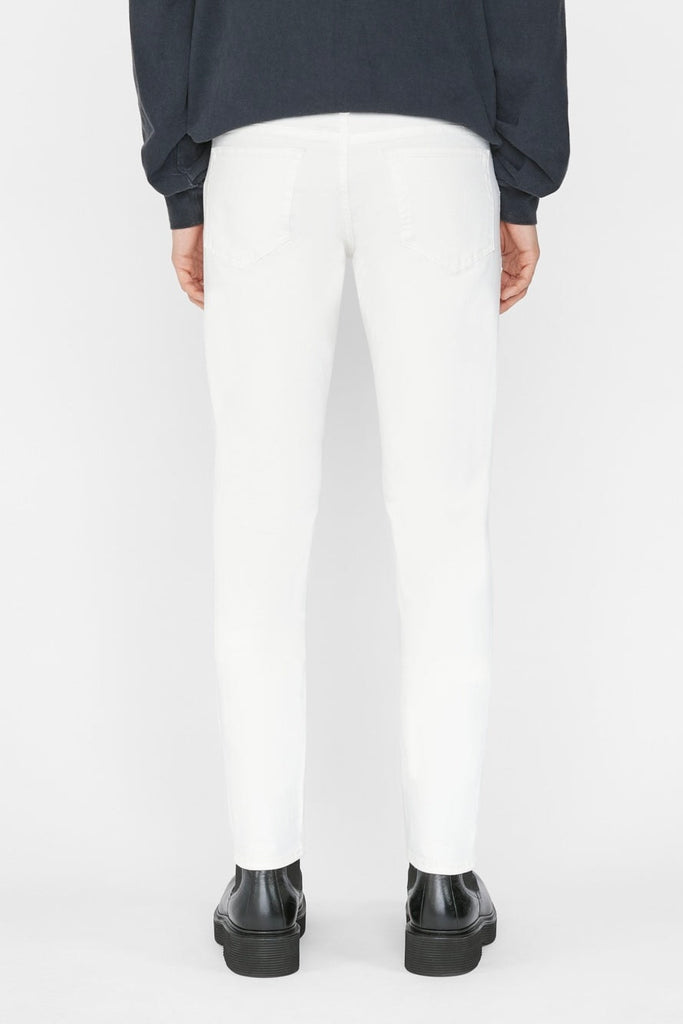 L'HOMME Men's Slim Straight Jean - White