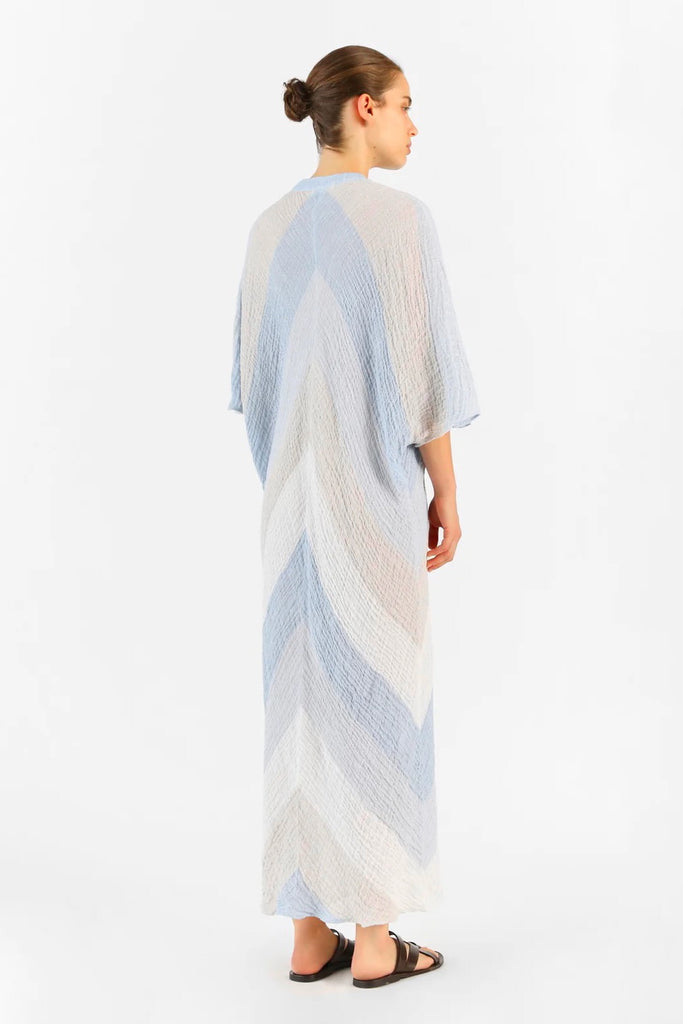 MAGGIE Kaftan Dress - Ciel Pale Blue/Beige