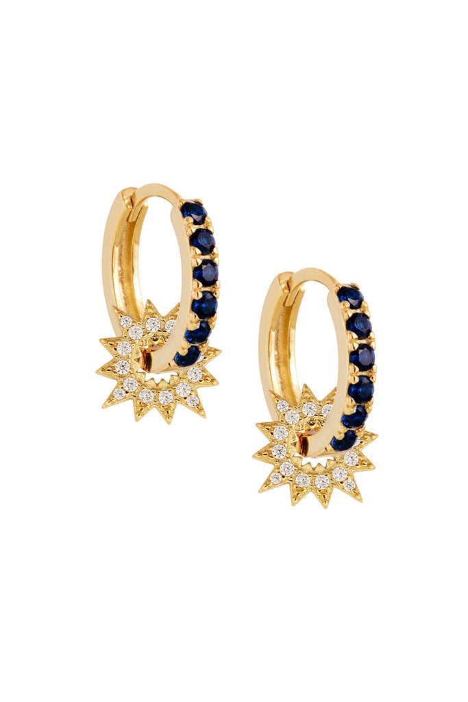 Sapphire Midi Hoops with Antares Star Charms