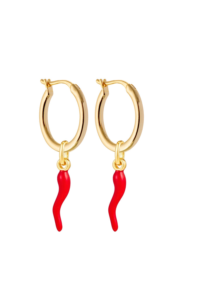 Midi Golden Hoops with Chilli Charms