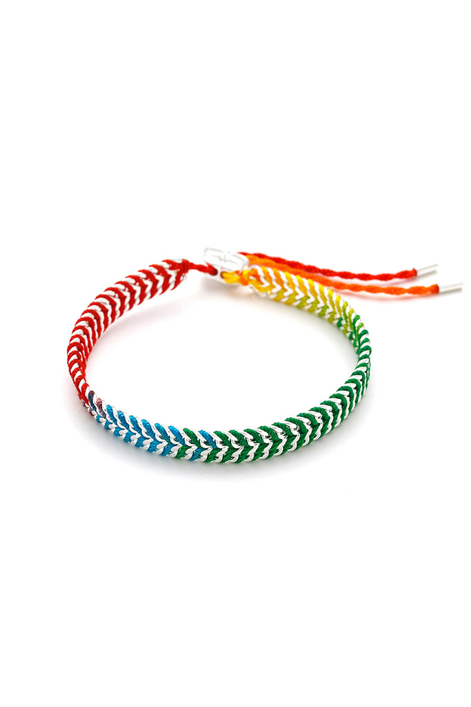 IZTAC Rainbow Ombre Silver Woven Bracelet